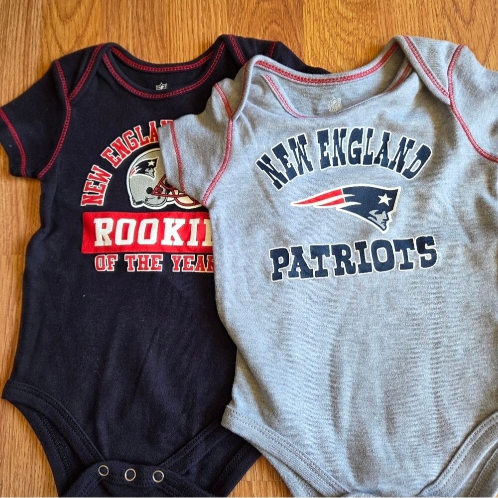 NFL New England Patriots Baby 6-9M 2pc Set New 100% Cotton Superbowl